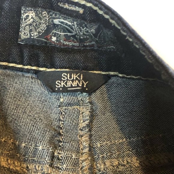 SILVER JEANS Womens Stretch SUKI SKINNY Blue Jeans / Denim Size 25 x 31 Flaps - Picture 8 of 11